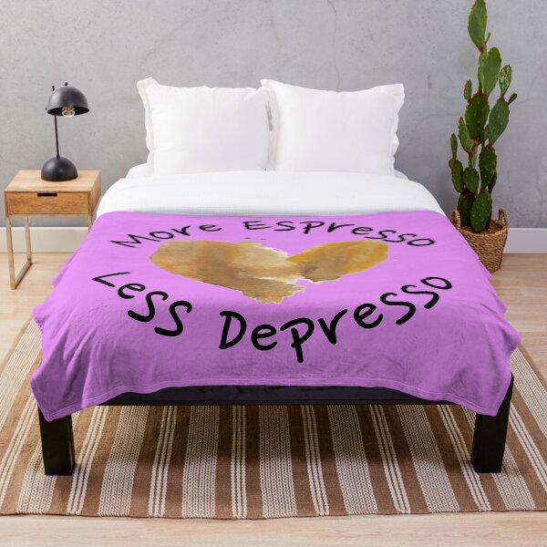 Aperçu de l'œuvre Plus Espresso Less Depresso coeur tache de café version violette créée et vendue par Cora Gregory.