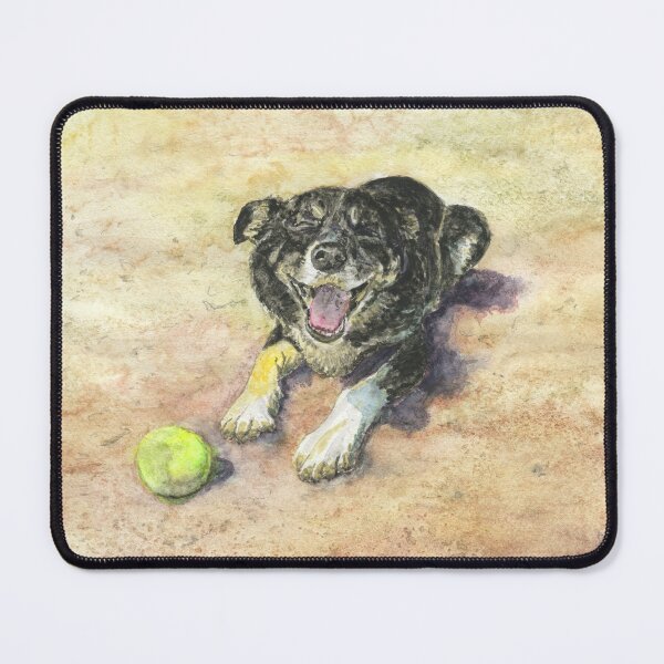 Item preview, Harry the border collie is a happy dog on the beach with a tennis ball designed and sold by LymphomaLass.