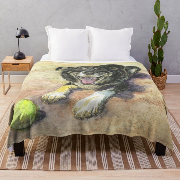 Item preview, Harry the border collie is a happy dog on the beach with a tennis ball designed and sold by LymphomaLass.