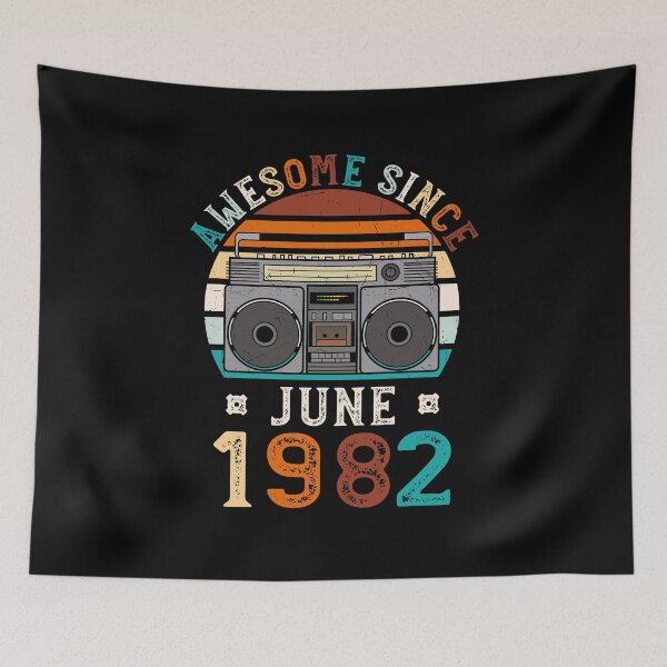 Item preview, Funny Birthday Quote, Awesome Since June 1982, Retro Birthday designed and sold by Estrytee.