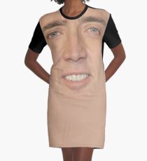 Nicholas Cage Gesichtsmuster T-Shirt Kleid