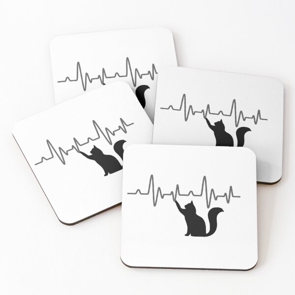 Item preview, Cat playing with heartbeat line designed and sold by eireaine.