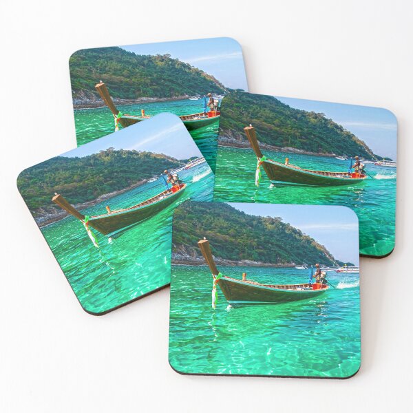 Item preview, Emerald water and long tail boat, Koh Racha Yai, Phuket, Thailand designed and sold by Kevin Hellon.