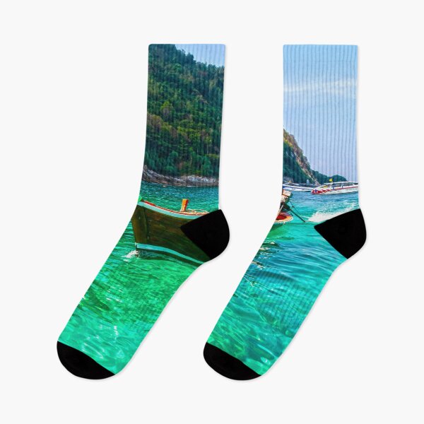 Item preview, Emerald water and long tail boat, Koh Racha Yai, Phuket, Thailand designed and sold by Kevin Hellon.