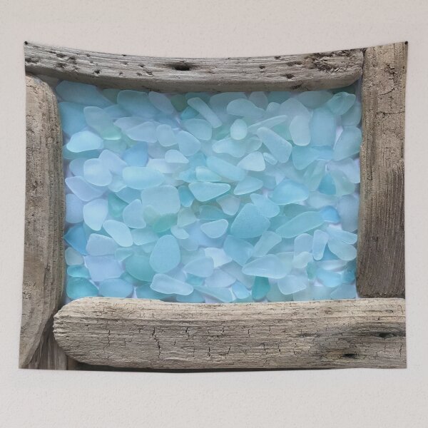 Item preview, Blue Seaglass Framed with Driftwood designed and sold by LeslieMac713.