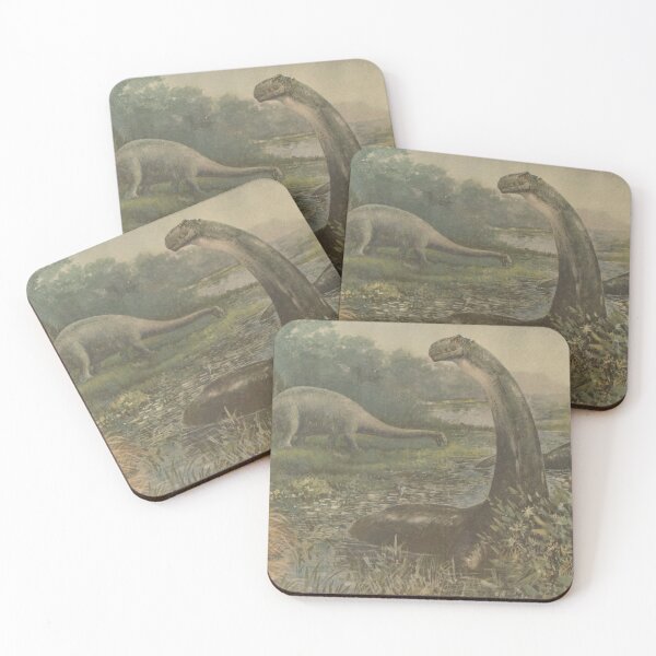 Item preview, Vintage Dinosaur Paleoart - Brontosaurus and Diplodocus  designed and sold by softbluehum.