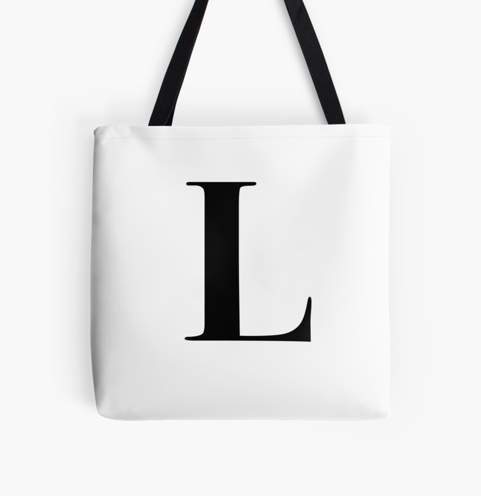 L'' Letter Initial Canvas Tote Bag - Initials Bags