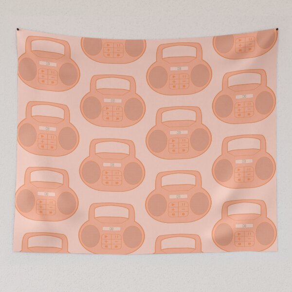Item preview, Early 2000s Aesthetic Y2K Peach Boom Box  designed and sold by Creations-By-Em.