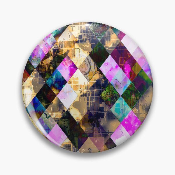 Item preview, geometric pixel square pattern abstract background in pink blue brown designed and sold by Mrvell.