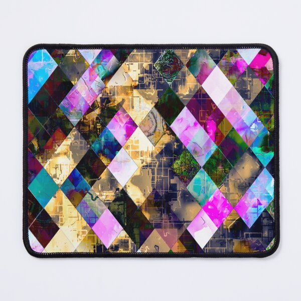 Item preview, geometric pixel square pattern abstract background in pink blue brown designed and sold by Mrvell.