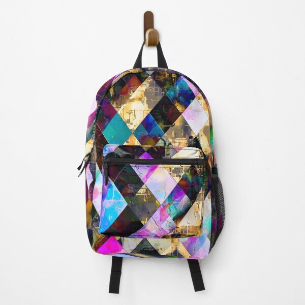 Item preview, geometric pixel square pattern abstract background in pink blue brown designed and sold by Mrvell.