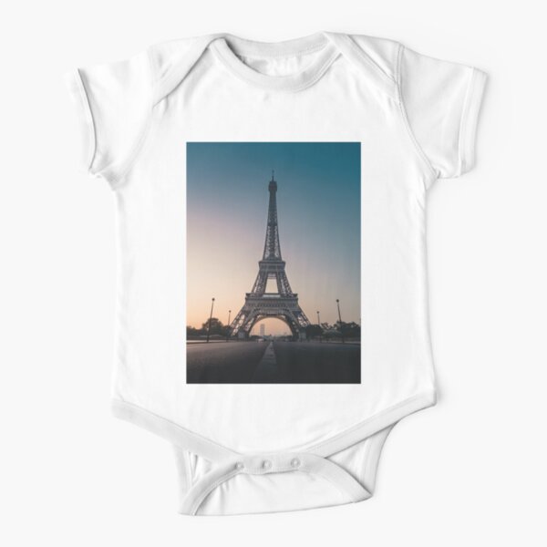 Body de manga corta para bebé de la Torre Eiffel de París francés de 0 a 24 meses