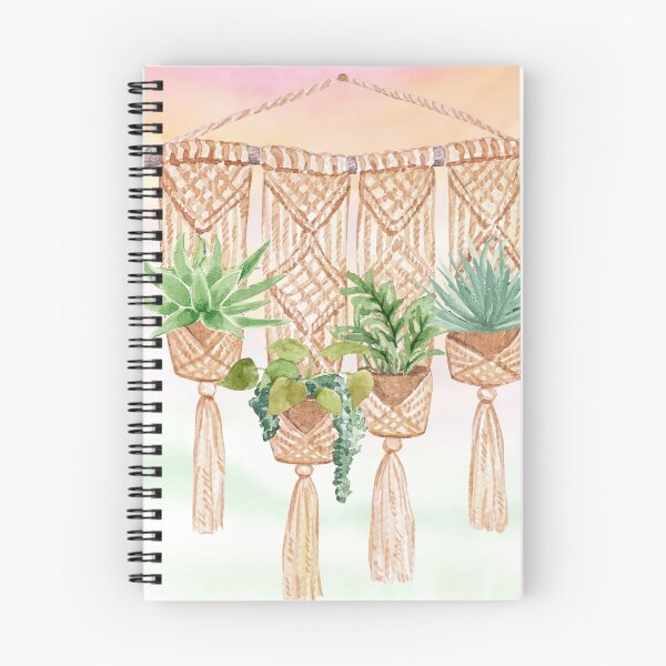Item preview, Macramé Hanging Basket - Cute Potted Plants Watercolor Art designed and sold by SeasonsChange-.