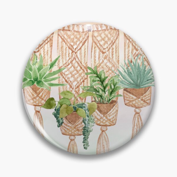 Item preview, Macramé Hanging Basket - Cute Potted Plants Watercolor Art designed and sold by SeasonsChange-.