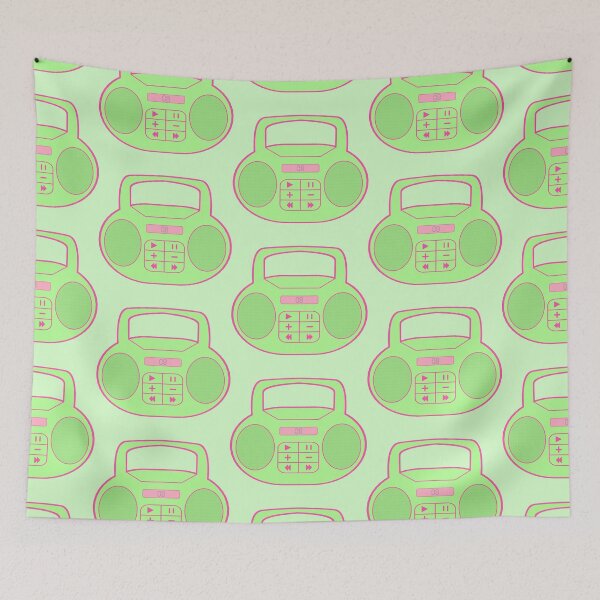 Item preview, Early 2000s Aesthetic Y2K Green and Pink Boom Box  designed and sold by Creations-By-Em.