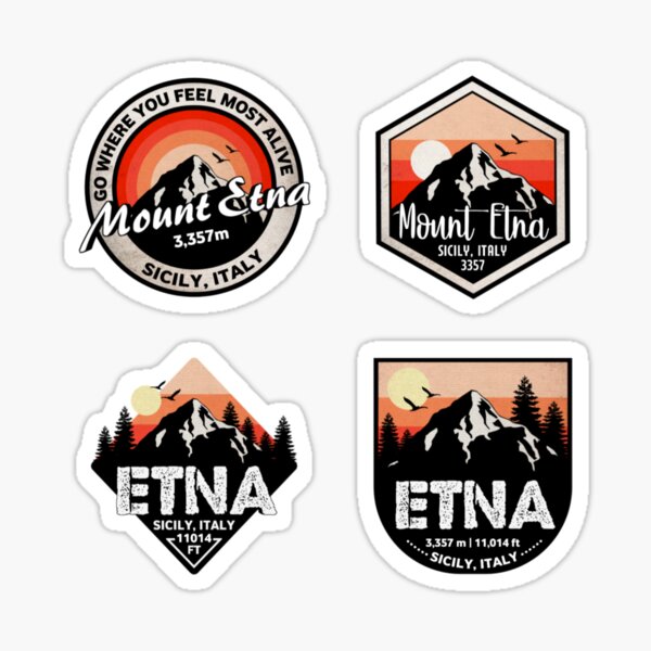 Item preview, Mount Etna, Sicily, Italy, Retro, sticker pack designed and sold by mountainfad.