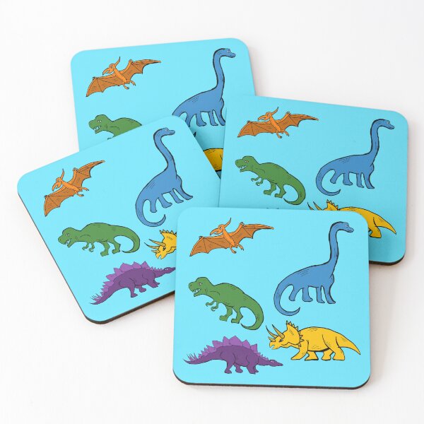 Item preview, Multicolor Dinosaur print light Blue designed and sold by DemonicGloom.
