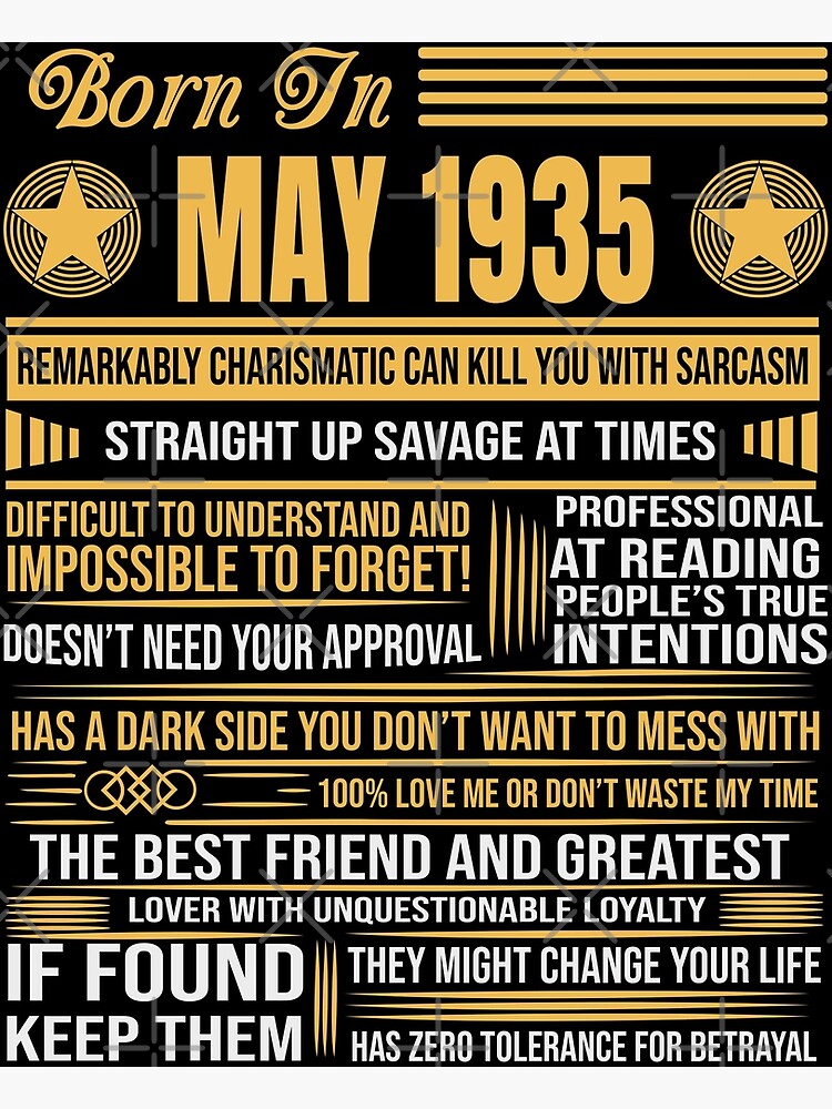 "Born In May 1935 Personality Characteristics" Poster by NameCloud