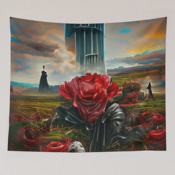 Item preview, Hightower surrounded by red flowers Nature Art Work paintings. designed and sold by Sloyar.