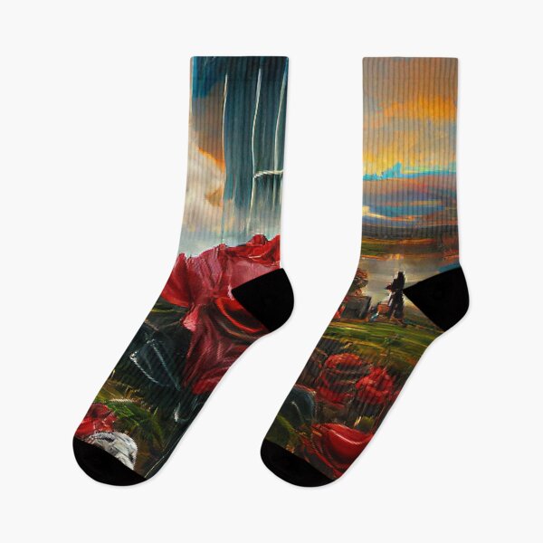 Item preview, Hightower surrounded by red flowers Nature Art Work paintings. designed and sold by Sloyar.