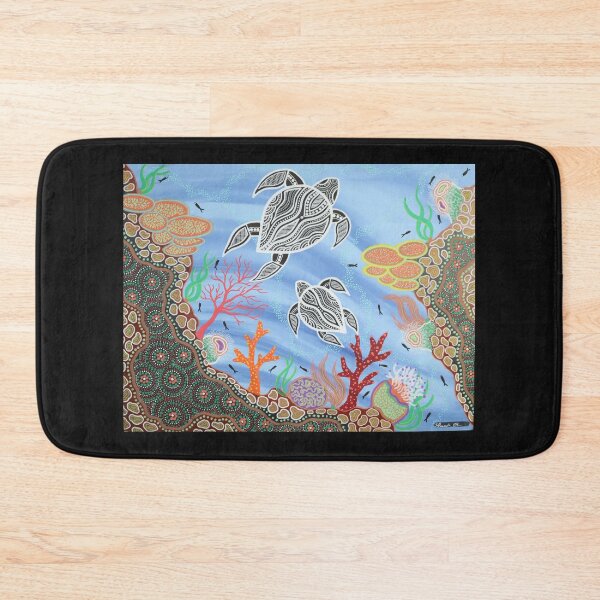 Item preview, Mum and bub turtle swimming over coral reef designed and sold by KooriColours013.