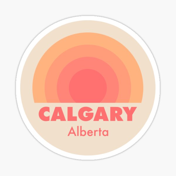 Item preview, Calgary Alberta Retro Rainbow Badge Orange designed and sold by modeoftravel.