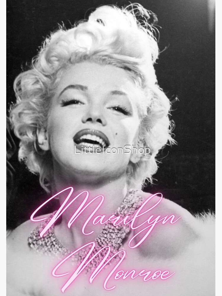 Disover Marilyn Monroe Neon Name Pink Galmour Black White Print Premium Matte Vertical Poster