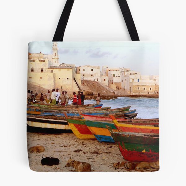 Item preview, Boats on the beach in Merca, Somalia designed and sold by VintageSomalia.