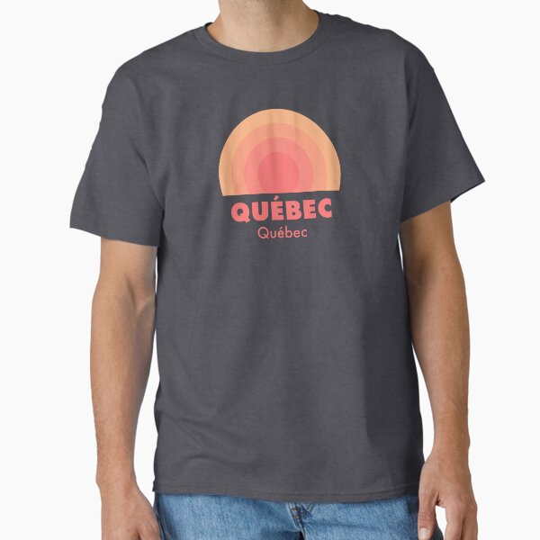 Aperçu de l'œuvre Quebec Quebec Retro Rainbow Badge Orange créée et vendue par modeoftravel.
