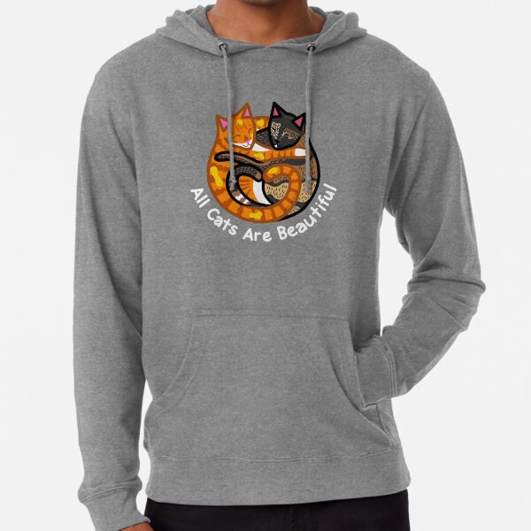 All Cats Are Beautiful - Jorts and Jean - white text - JesseIrwinArt Lightweight Hoodie