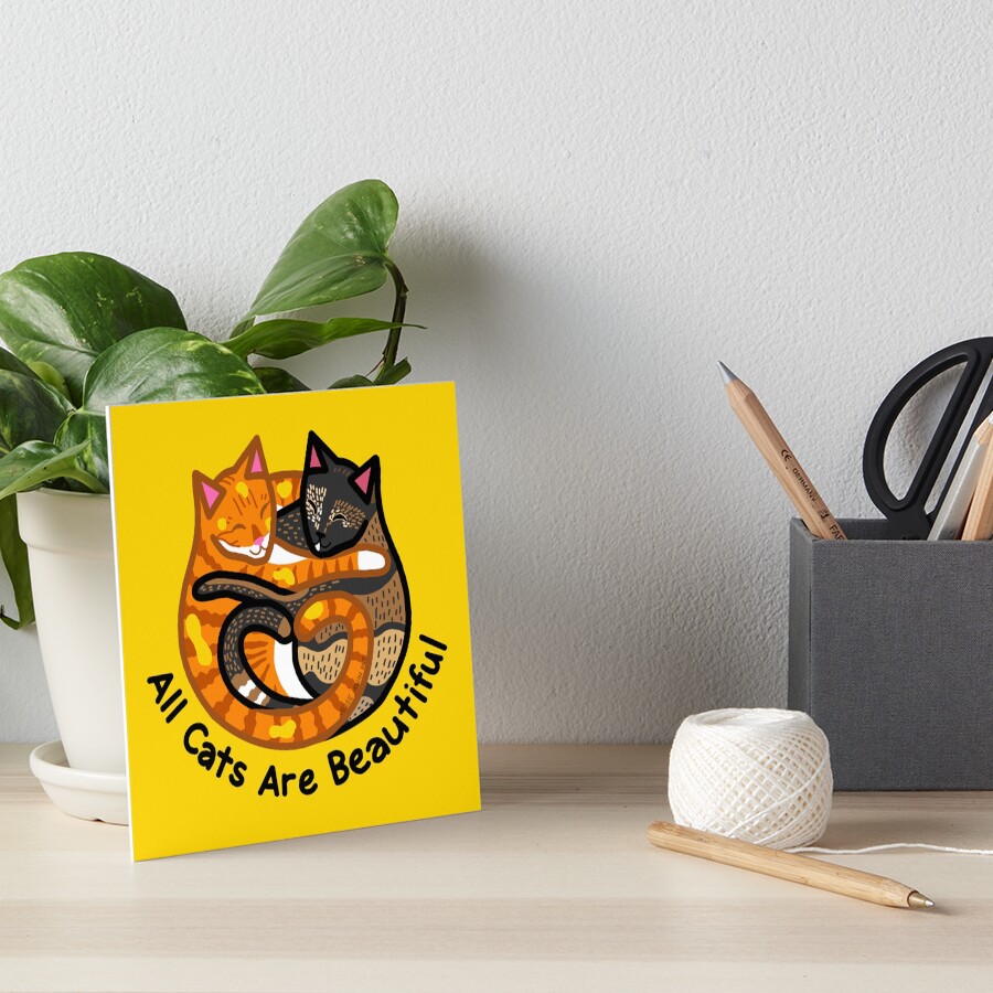 "All Cats Are Beautiful Jorts and Jean black text JesseIrwinArt