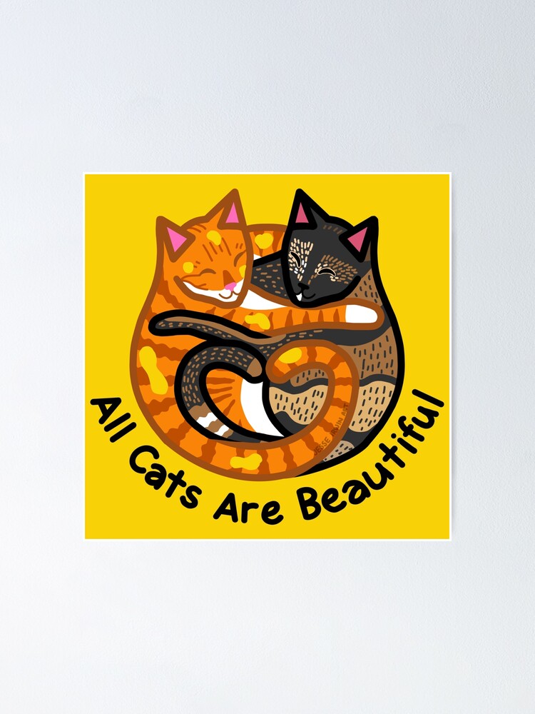 "All Cats Are Beautiful Jorts and Jean black text JesseIrwinArt