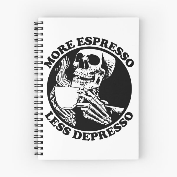 Item preview, More Espresso Less Depresso, Skeleton Drinking Coffee, Black designed and sold by anghelapparel.