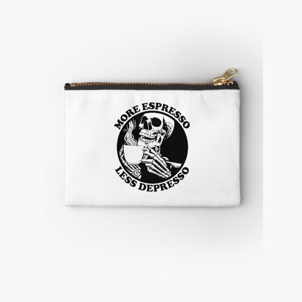 Item preview, More Espresso Less Depresso, Skeleton Drinking Coffee, Black designed and sold by anghelapparel.