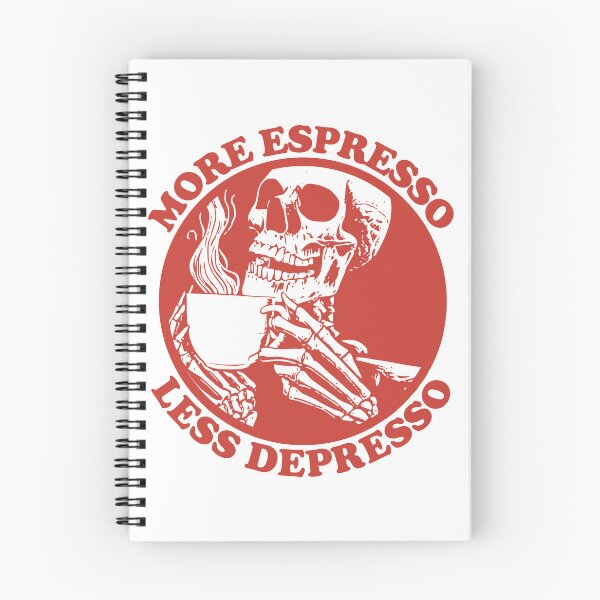 Item preview, More Espresso Less Depresso, Skeleton Drinking Coffee, Red designed and sold by anghelapparel.