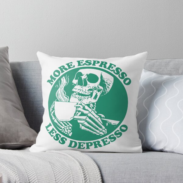 Item preview, More Espresso Less Depresso, Skeleton Drinking Coffee, Green designed and sold by anghelapparel.