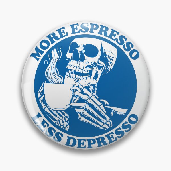 Item preview, More Espresso Less Depresso, Skeleton Drinking Coffee, Blue designed and sold by anghelapparel.