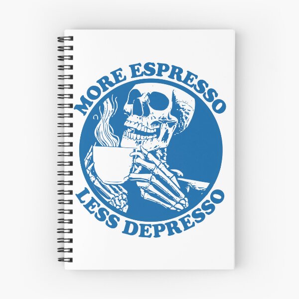 Item preview, More Espresso Less Depresso, Skeleton Drinking Coffee, Blue designed and sold by anghelapparel.