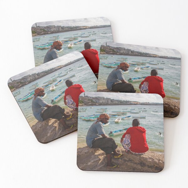Item preview, Somali men look out across Mogadishu's fishing harbour designed and sold by VintageSomalia.