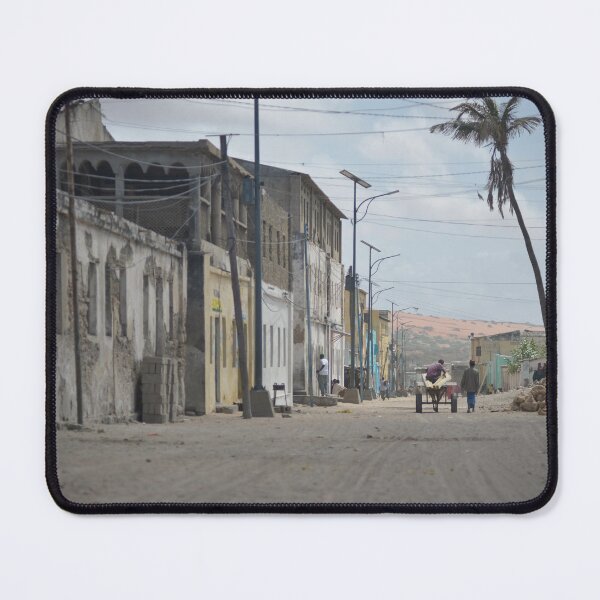 Item preview,  Two men walk down the street with a donkey cart loaded with supplies in Barawe designed and sold by VintageSomalia.