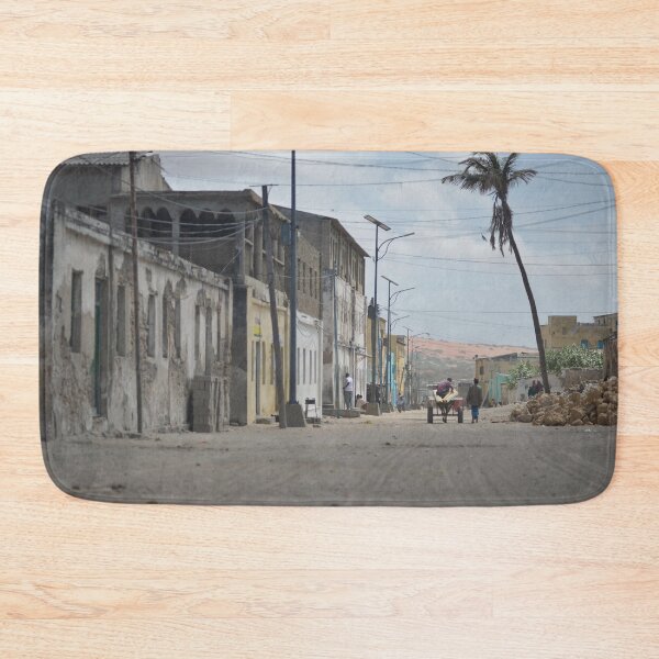 Item preview,  Two men walk down the street with a donkey cart loaded with supplies in Barawe designed and sold by VintageSomalia.