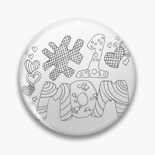 Item preview, # Number 1 Mom Hand Drawn Doodle Paint Colour Color Your Own designed and sold by H3designs.