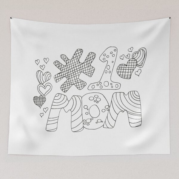 Item preview, # Number 1 Mom Hand Drawn Doodle Paint Colour Color Your Own designed and sold by H3designs.