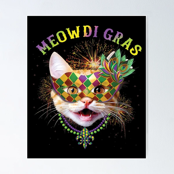 Mardi Gras Cat Beads and Sunglasses NOLA Kids Tie-Dye T-Shirt