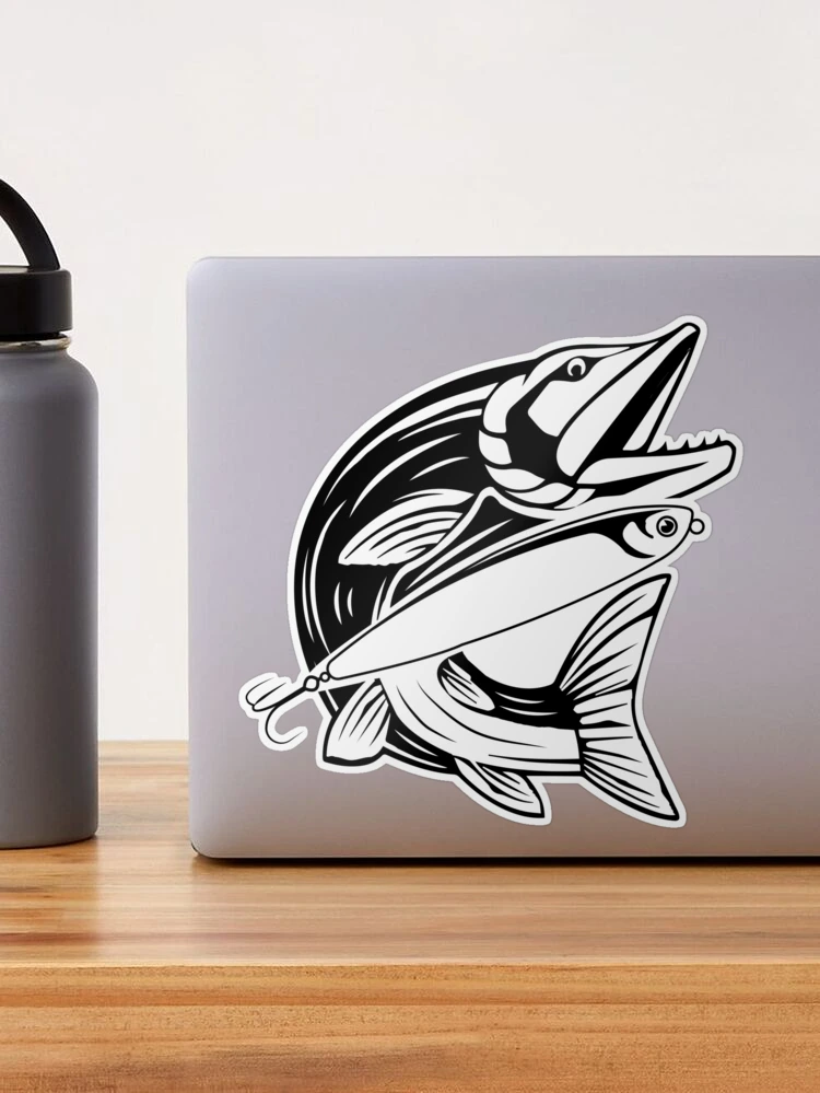 Fish with a fishing lure and hook silhouette Sticker for Sale by Drawing  Tees