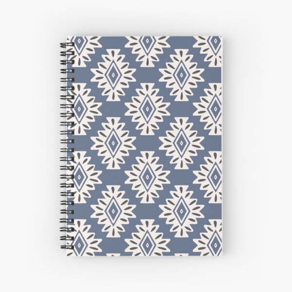 abstract aztec geometric - navy blue Spiral Notebook