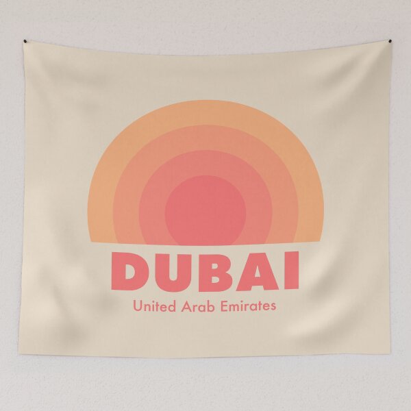 Item preview, Dubai UAE Retro Rainbow Badge Orange designed and sold by modeoftravel.