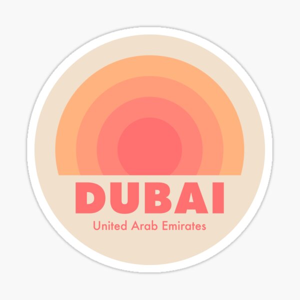 Item preview, Dubai UAE Retro Rainbow Badge Orange designed and sold by modeoftravel.