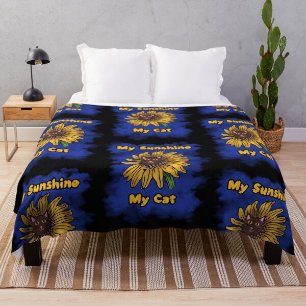 Item preview, My Sunshine My Cat Blue Background Sunflower designed and sold by wildjellybeans.