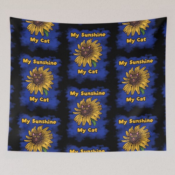 Item preview, My Sunshine My Cat Blue Background Sunflower designed and sold by wildjellybeans.